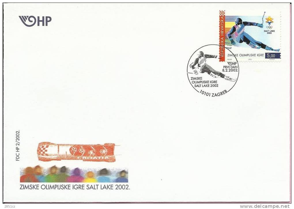 WINTER OLYMPIC GAMES SALT LAKE CITY, Zagreb, 8.2.2002., Croatia, FDC-HP-2/2002 - Hiver 2002: Salt Lake City