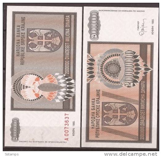 602  CROAZIA 1993 REPUBLIKA SRPSKA KRAJINA BANCONOTA  KNIN LUX-UNC - Croacia