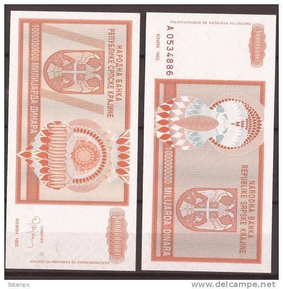 602  CROAZIA 1993 REPUBLIKA SRPSKA KRAJINA BANCONOTA  KNIN LUX-UNC - Croazia