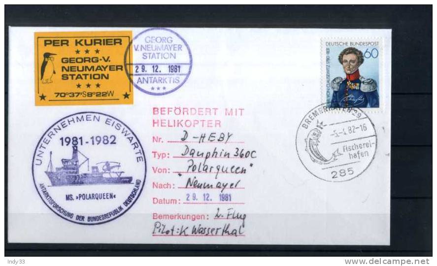 - ALLEMAGNE RFA . LETTRE EXPEDITION ANTARCTIQUE 1981/82 . MS. POLARQUEEN - Research Stations