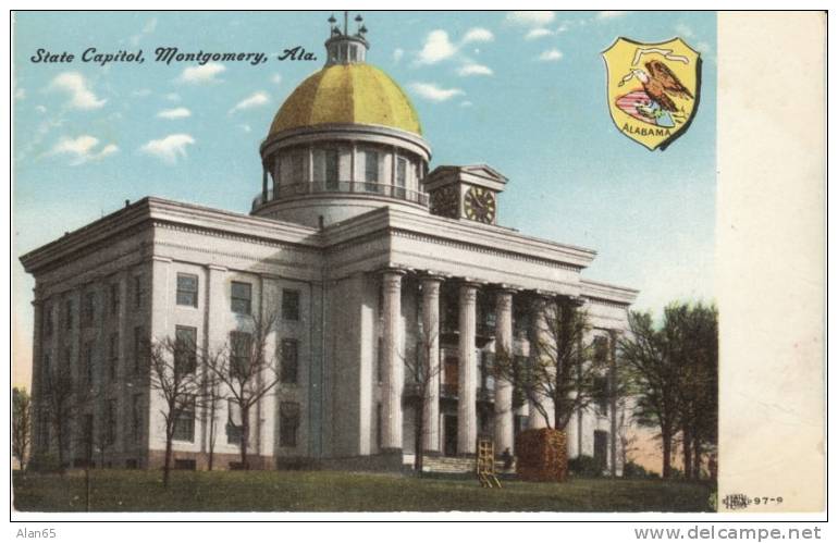 Montgomery AL Alabama, State Capitol Building Architecture, C1910s Vintage Postcard - Montgomery