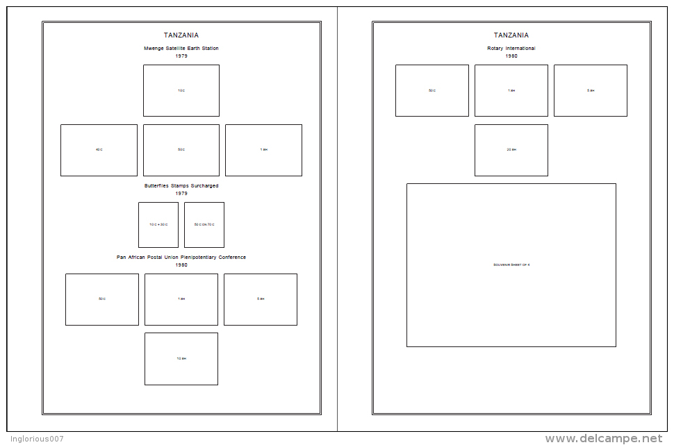 TANZANIA STAMP ALBUM PAGES 1964-2011 (801 Pages) - Inglés