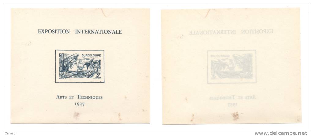 Fra019 Foglietto Guadalupe | Block French Gaudeloupe | Feuillet Guadeloupe Expo Internationale Arts, Techniques 1937 - Antillas Holandesas