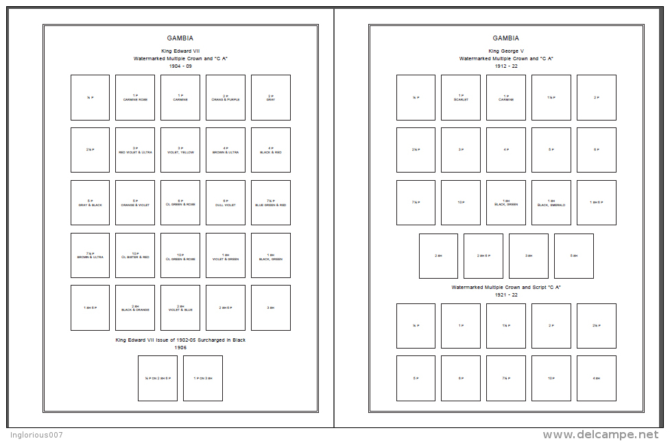 GAMBIA STAMP ALBUM PAGES 1869-2011 (1134 Pages) - Englisch