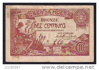 PORTUGAL DEZ 10 CENTAVOS SERIE E 15-08-1917 - Portogallo