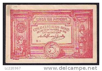 PORTUGAL CINCO 5 CENTAVOS SERIE EZ 5-04-1918 - Portogallo