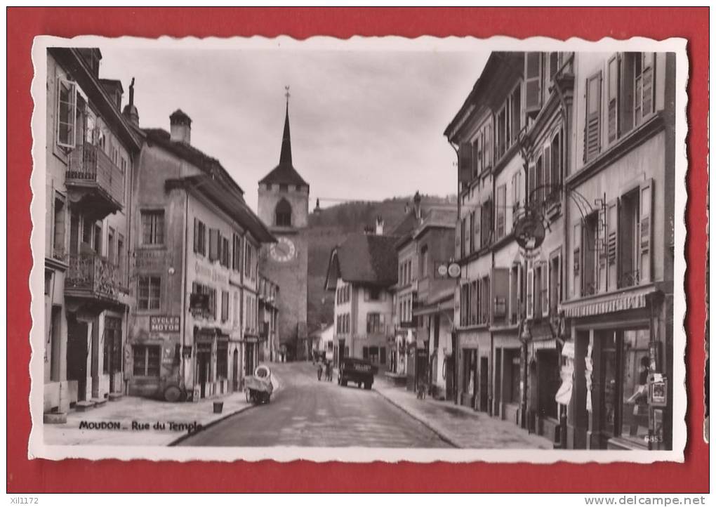 K1256 Moudon Rue Du Temple,Cycles-Motos, Cachet Militaire Visa Censure 1939.Perrochet - Moudon