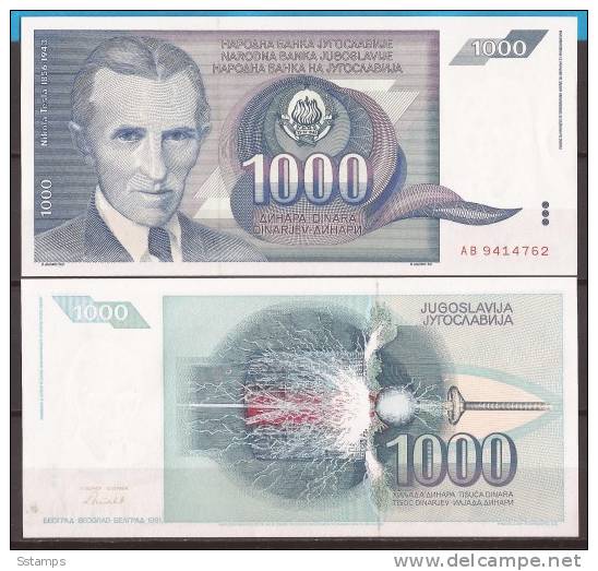 605  JUGOSLAVIJA 1991  BANCONOTA  NIKOLA TESLA PHYSICS, ELECTRICITY LUX-UNC - Other & Unclassified