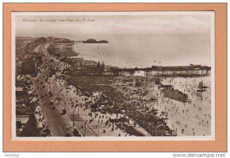 England Engleterre Blackpool  (View From 200 Feet Level )  Animated Carte Photo Postale Postcard Photograph - Blackpool