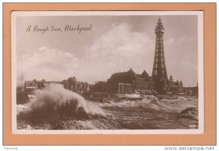 England Engleterre Blackpool  (A Rough Sea At Blackpool) Carte Photo Postale Postcard Photograph - Blackpool
