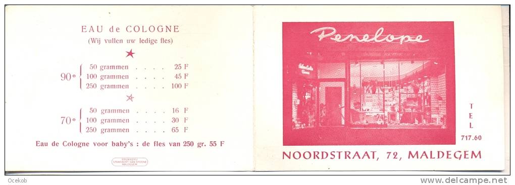 Visitekaartje Winkel Etalage Penelope Noordstraat Maldegem - Cartes De Visite