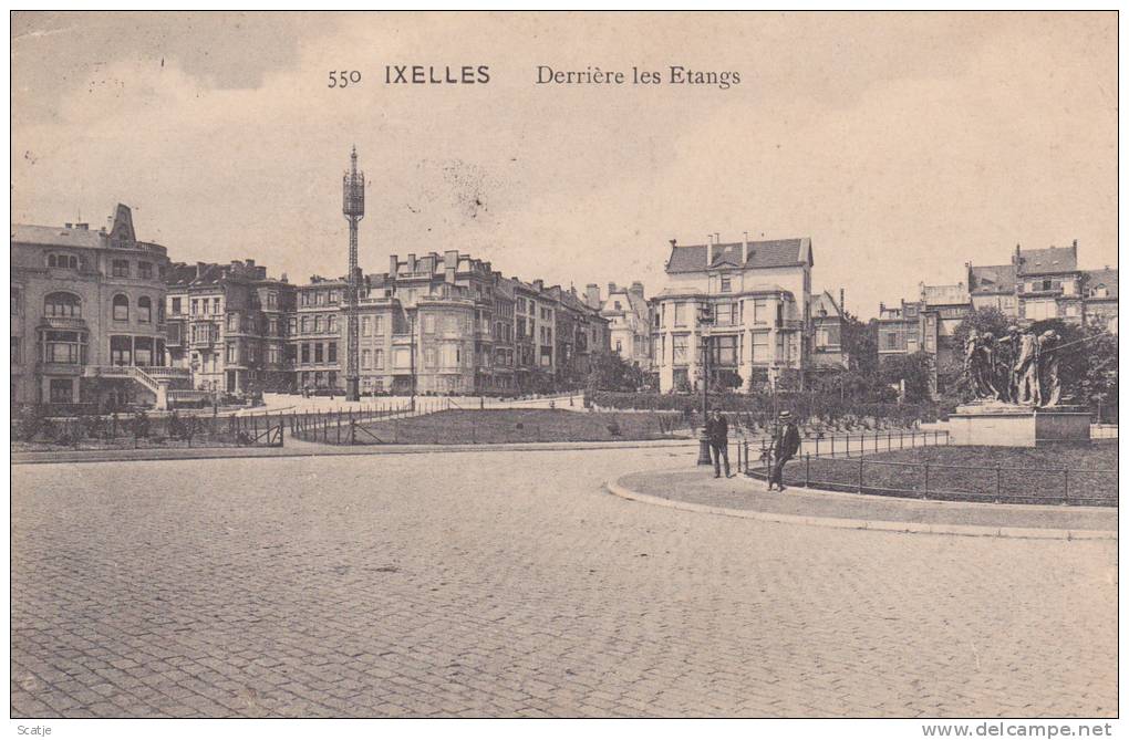 Ixelles - Elsene; Derrière Les Etangs  1912  Ook Stempel Middelkerke - Elsene - Ixelles