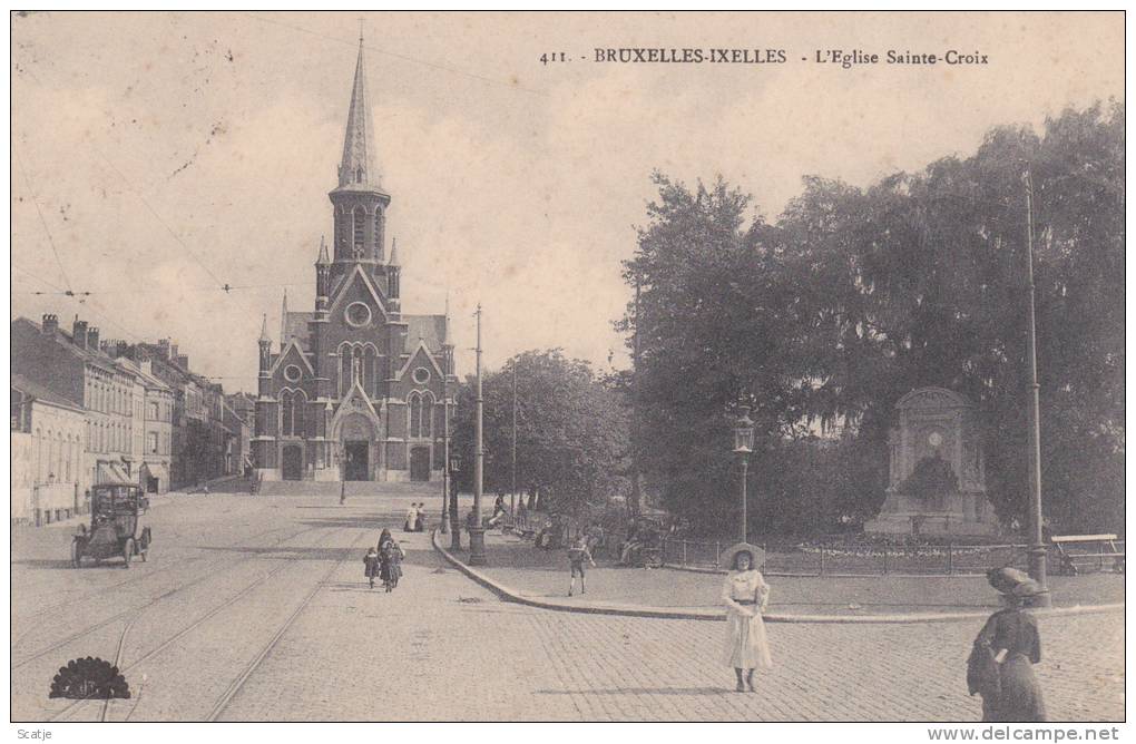 Bruxelles-Ixelles - Elsene;  L´ Eglise Sainte-Croix  /  1912  Ook Stempel Middelkerke En Westende - Ixelles - Elsene