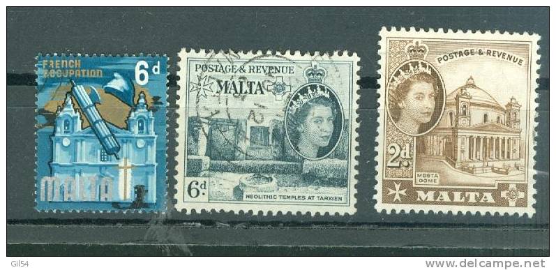 Lot 3 Timbres De Malte Oblitérés , Voir Scan  - Ah3802 - Malta (...-1964)