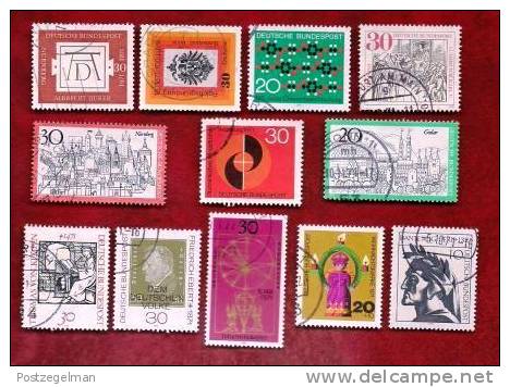 GERMANY 1971 Cancelled Stamp(s) Various (12) Single Comm  Stamps 658=708 - Used Stamps