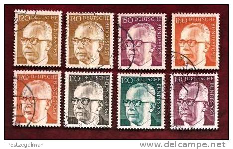 GERMANY 1972 Cancelled Stamp(s) Definitives Heinemann 727-732 (8 Stamps) - Oblitérés