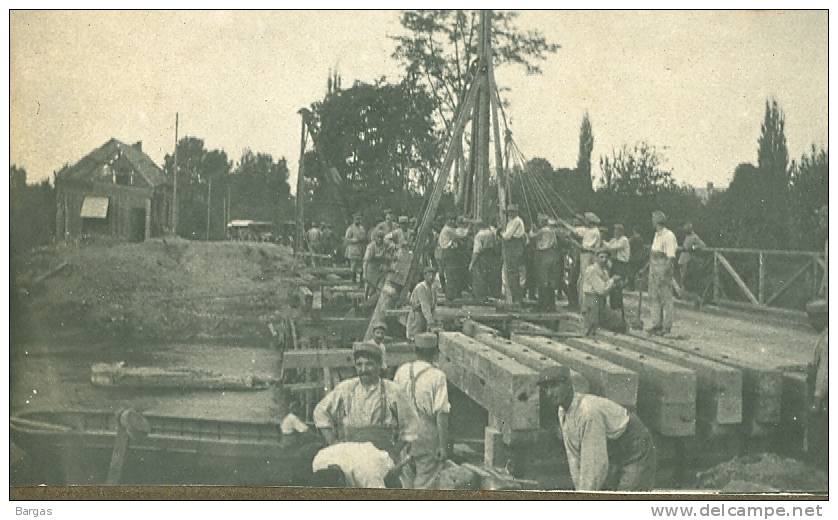 Photo Guerre 14-18 WW1 Construction D'un Pont Pour ALGP - War, Military