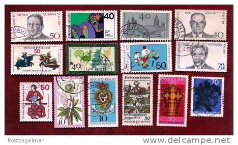 GERMANY 1975 Cancelled Stamp(s) Various (14) Single Comm. Stamps 826=874 - Used Stamps