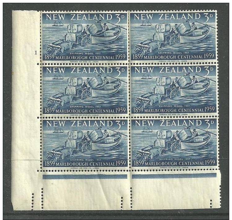 NEW ZEALAND - 1960 WESTLAND 3d PLATE 2 BLOCK OF 6 - Other & Unclassified
