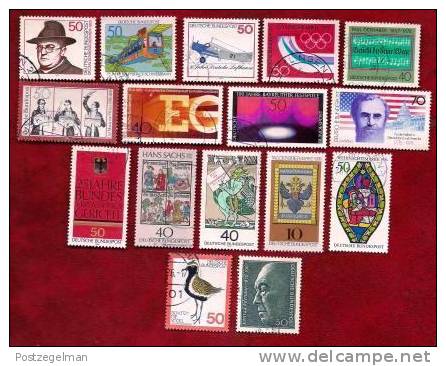 GERMANY 1976 Cancelled Stamp(s) Various (16) Single Comm. Stamps 875=912 - Used Stamps