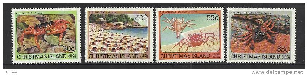 CHRISTMAS ISLAND 1984 - RED LAND CRABS - CPL. SET -  * MNH MINT NEUF - Crostacei