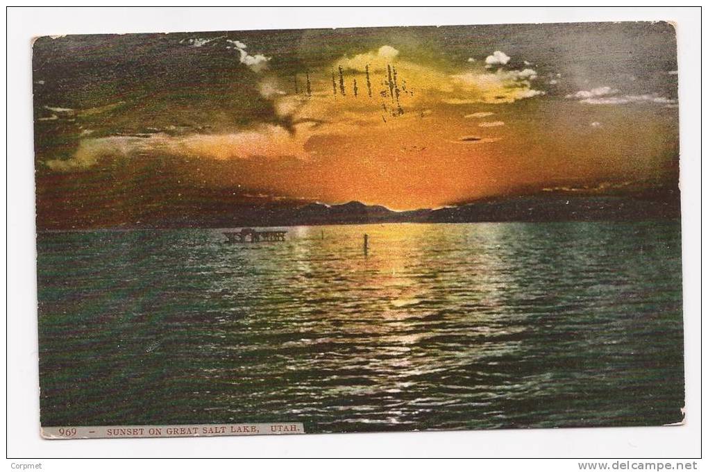 UTAH - SUNSET ON GREAT SALT LAKE - Postcard Sent In 1907 - Salt Lake City