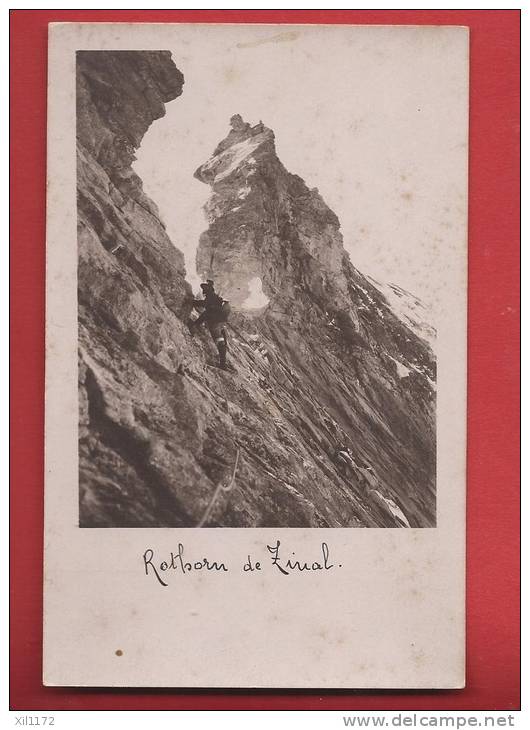 K1292 Rothorn De Zinal, Zinalrothorn,Alpiniste Dans L'ascension.Anniviers.Carte-Photo.Non Circulé. - Anniviers