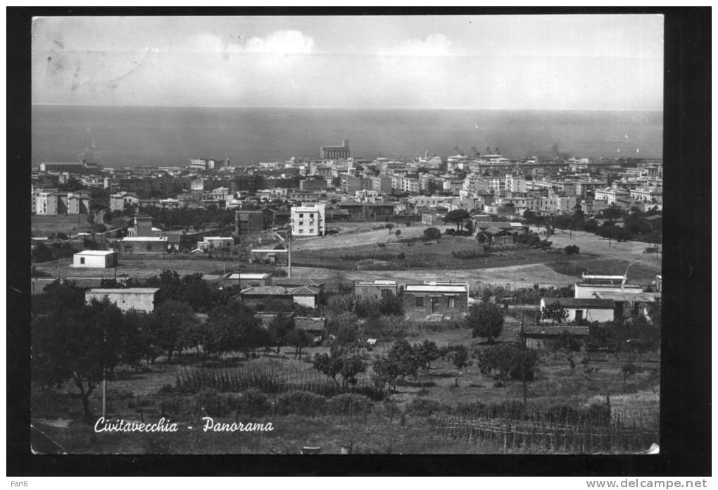 T0298 CARTOLINA ILLUSTRATA ROMA CIVITAVECCHIA PANORAMA FG. V. - Civitavecchia