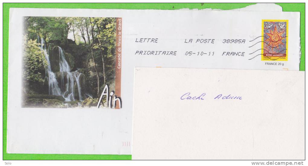 PAP Sur Enveloppe Entête Cascade De VIRIEU LE GRAND (Ain) - Prêts-à-poster:Stamped On Demand & Semi-official Overprinting (1995-...)