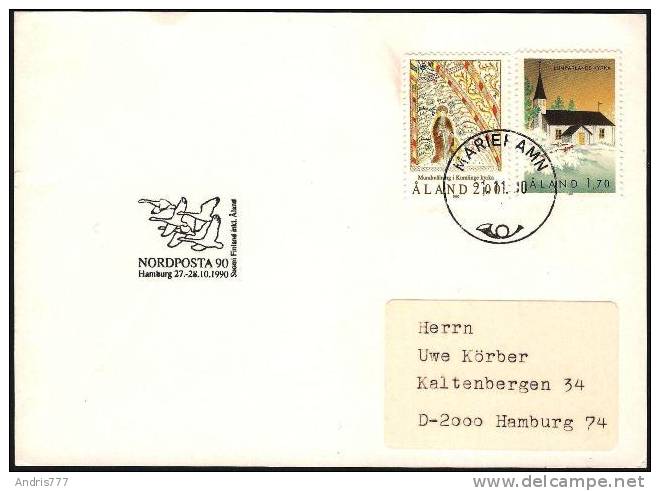 Aland 1990 Nordposta 90 Hamburg Birds Vogel Oiseaux  Gooses  (special Postmark) - Gänsevögel