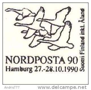 Aland 1990 Nordposta 90 Hamburg Birds Vogel Oiseaux  Gooses  (special Postmark) - Oies