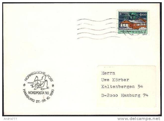 Norway Norge 1990 Nordposta 90 Hamburg Birds Vogel Oiseaux  Gooses  (special Postmark) - Ganzen