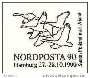 Finland Suomi 1990 Nordposta 90 Hamburg Birds Vogel Oiseaux  Gooses  (special Postmark) - Geese