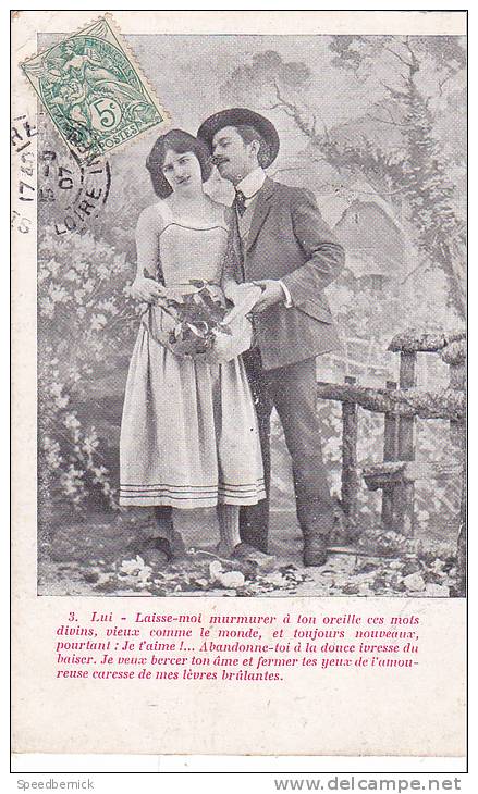 19501 Couple Amoureux, "je Veux Bercer Ton Ame Fermer Tes Yeux "  N° 3 -série Jardin 1907 - Coppie