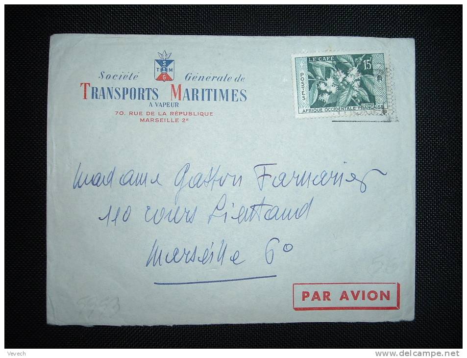 LETTRE SOCIETE GENERALE DE TRANSPORTS MARITIMES TP AOF 15 F  + GRIFFE BRETAGNE - Poste Maritime