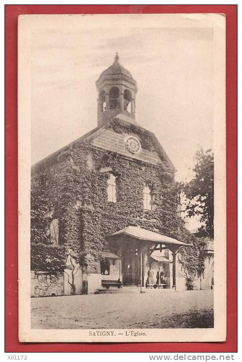 N279 Satigny L'Eglise,Petite Animation.Cachet 1930. Lebet - Satigny