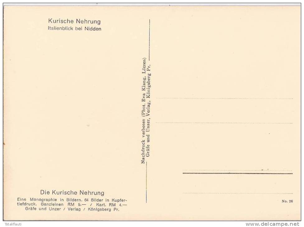 Kurische Nehrung Italienblick Bei Nidden Nahe Schwarzort Nidden Juodkrante Nida Memel Klaipeda TOP-Erhaltung - Ostpreussen