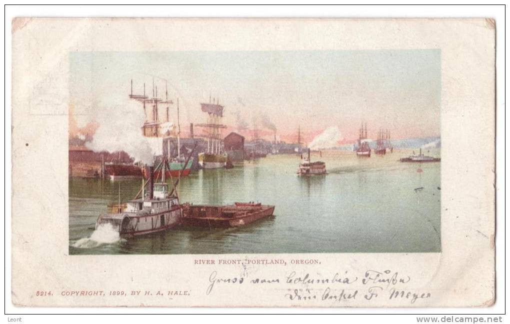 USA - Portland - River Front  - Old Ships - Steamer - 1901 - Private Mailing Card - Portland