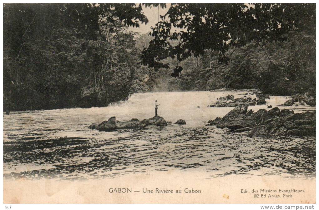 Afrique -Gabon - Une Rivière Au GABON  (année :1924-)( Timbre Stamp)* PRIX FIXE - Gabun