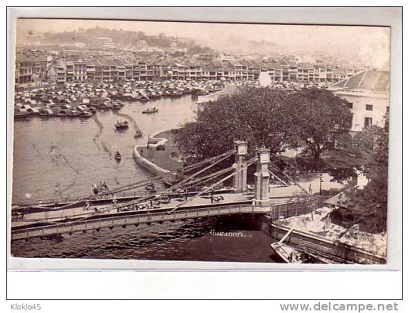 Malaisie - Singapore - Vue Panoramique Des Bateaux Alignés Sur Le Fleuve , Animé Sur Le Pont - CARTE PHOTO - Malaysia