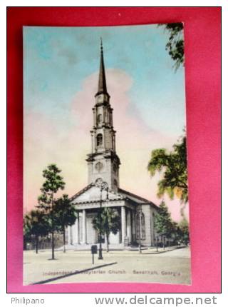 GA - Georgia > Savannah Independent Presbyterian Church Hand Colored --  Ref  375 - Savannah