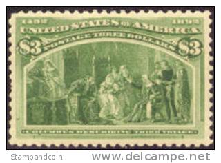 US #243 XF Mint Hinged $3 Columbian From 1893 W/PF Certificate - Ongebruikt