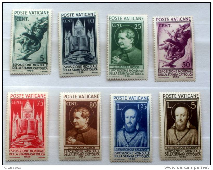 VATICAN 1936 - ESPOSIZIONE STAMPA  CATTOLICA COMPLETE SET MLH* - Nuevos