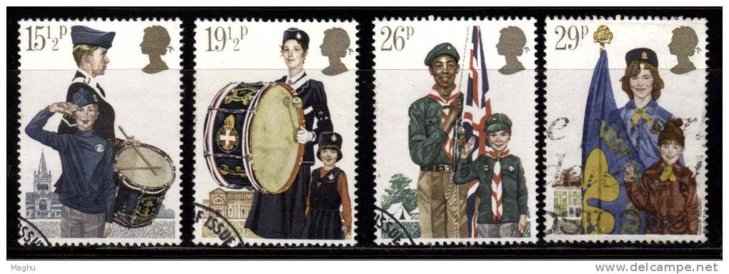 Great Britain Used 1982, Set Of 4, Youth Organization, Scout, Guide. Brigade, Music Instruments, Costume - Other & Unclassified