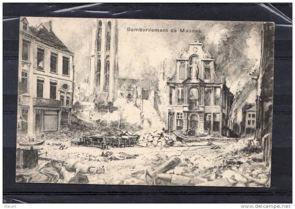 23544    Belgio,   Bombardement  De  Malines,  VG  1919 - Mechelen