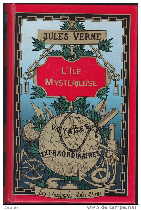 JULES VERNE,L'ILE MYSTERIEUSE,LIVRE,GRANDE OEUVRE,ILLUSTRATION DE L'EDITION ORIGINALE HETZEL,repris Par HACHETTE EN 1977 - Avontuur