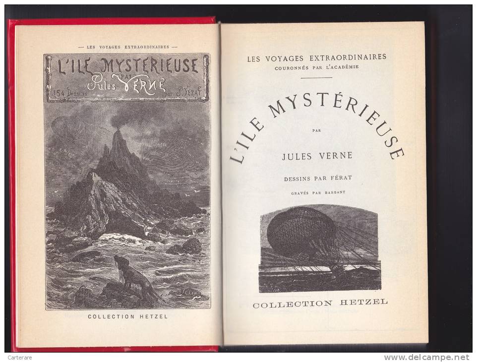 JULES VERNE,L'ILE MYSTERIEUSE,LIVRE,GRANDE OEUVRE,ILLUSTRATION DE L'EDITION ORIGINALE HETZEL,repris Par HACHETTE EN 1977 - Aventura