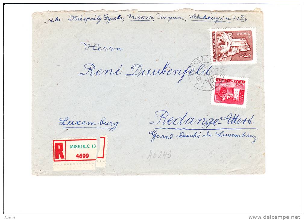 A0243   LETTRE RECOMM. POUR LUX.   1963 - Poststempel (Marcophilie)