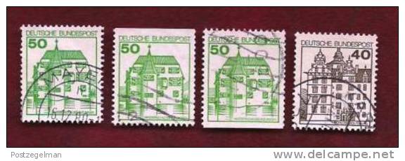 GERMANY 1980 Cancelled Stamp(s) Definitives Castles (4 Stamps) 1037-1038 - Used Stamps