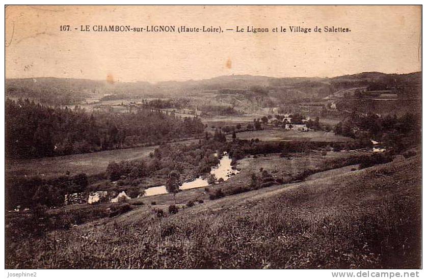 Le Chambon Sur Lignon ( Hte - Loire ) Le Lignon Et Le Village De Salettes - Le Chambon-sur-Lignon